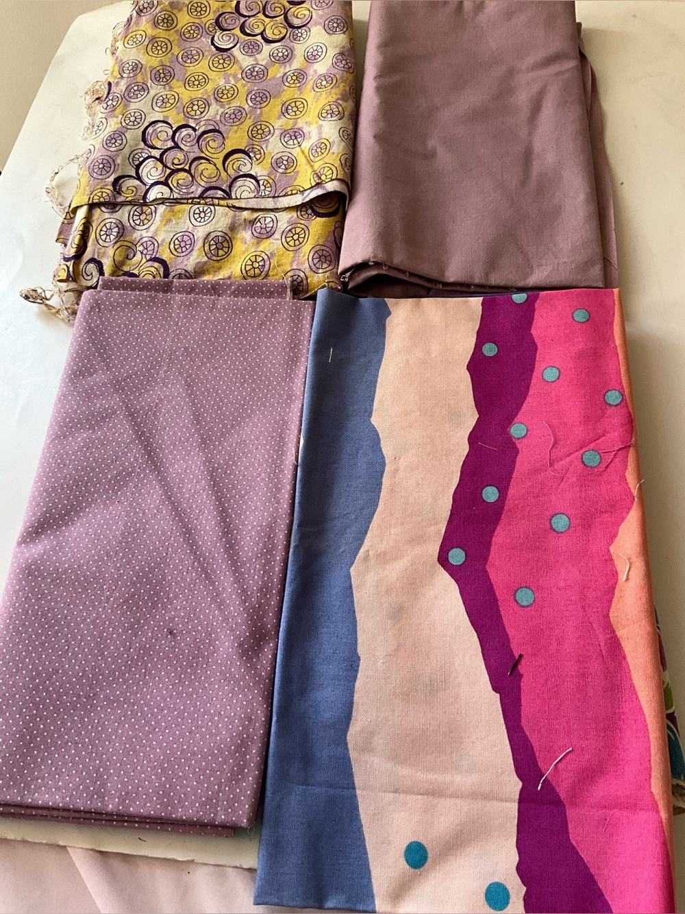 Quilting Sewing Crafts Fabric Lot Purple Yellow Green Blue Cotton